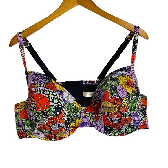 Cacique Other - Cacique Swim Bikini Top Tropical Floral Print Underwire 46D
